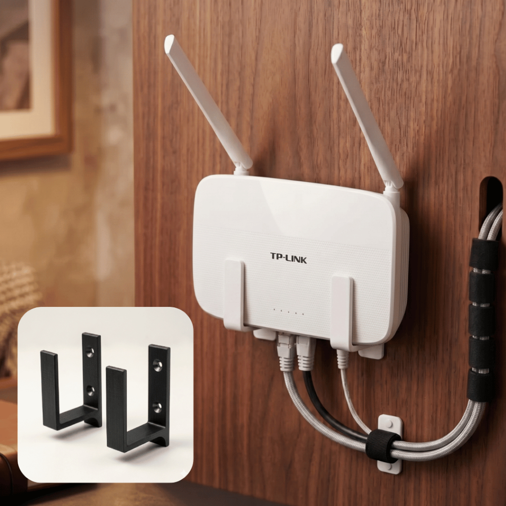Suporte Roteador Parede Com Furo Fita 3M Universal