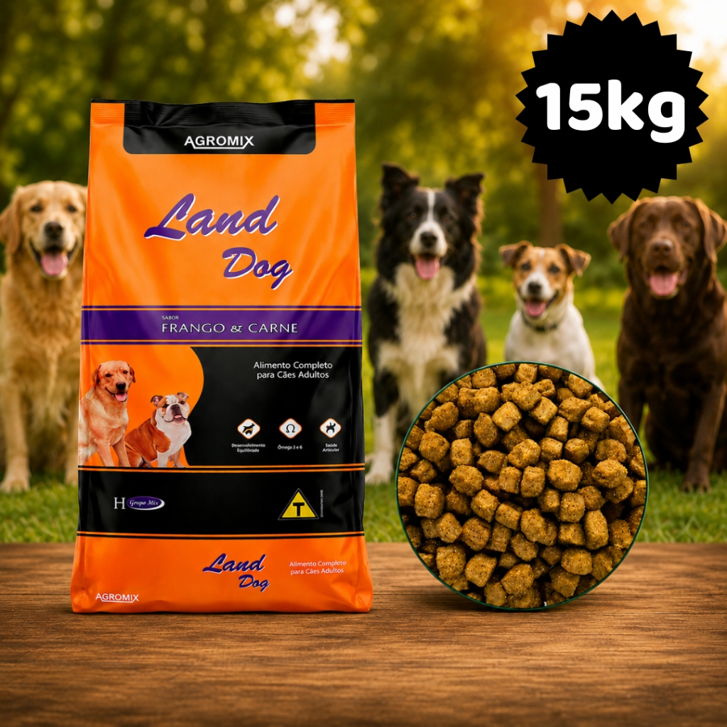 Ração para Cães Adultos Land Dog 18% 15kg Sabor