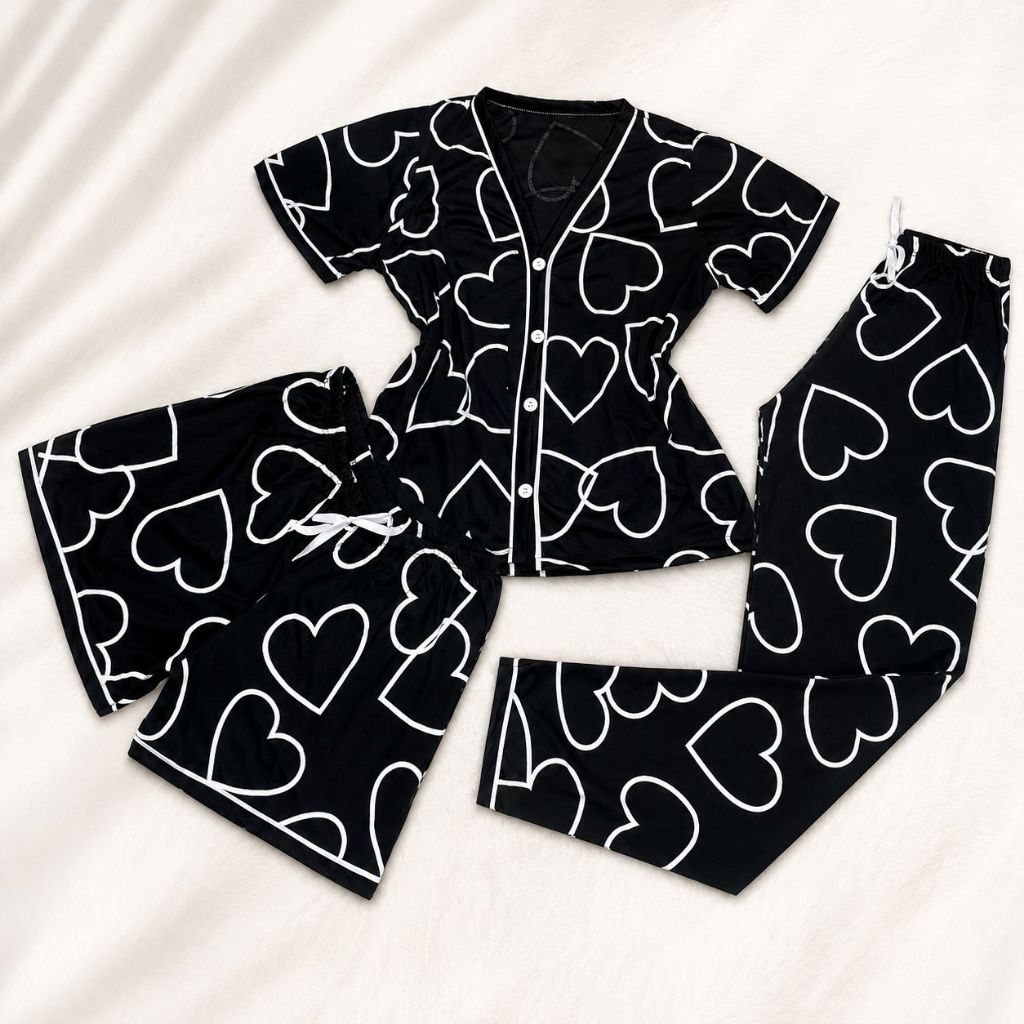 Kit Pijama Feminino 3 Peças Americano  Camisa Bot