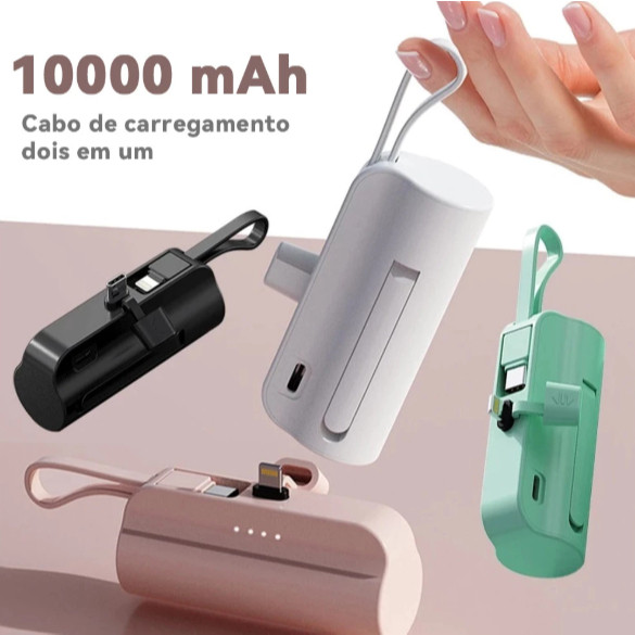 Carregador Portátil Mini Power Bank 10000mAh Com 