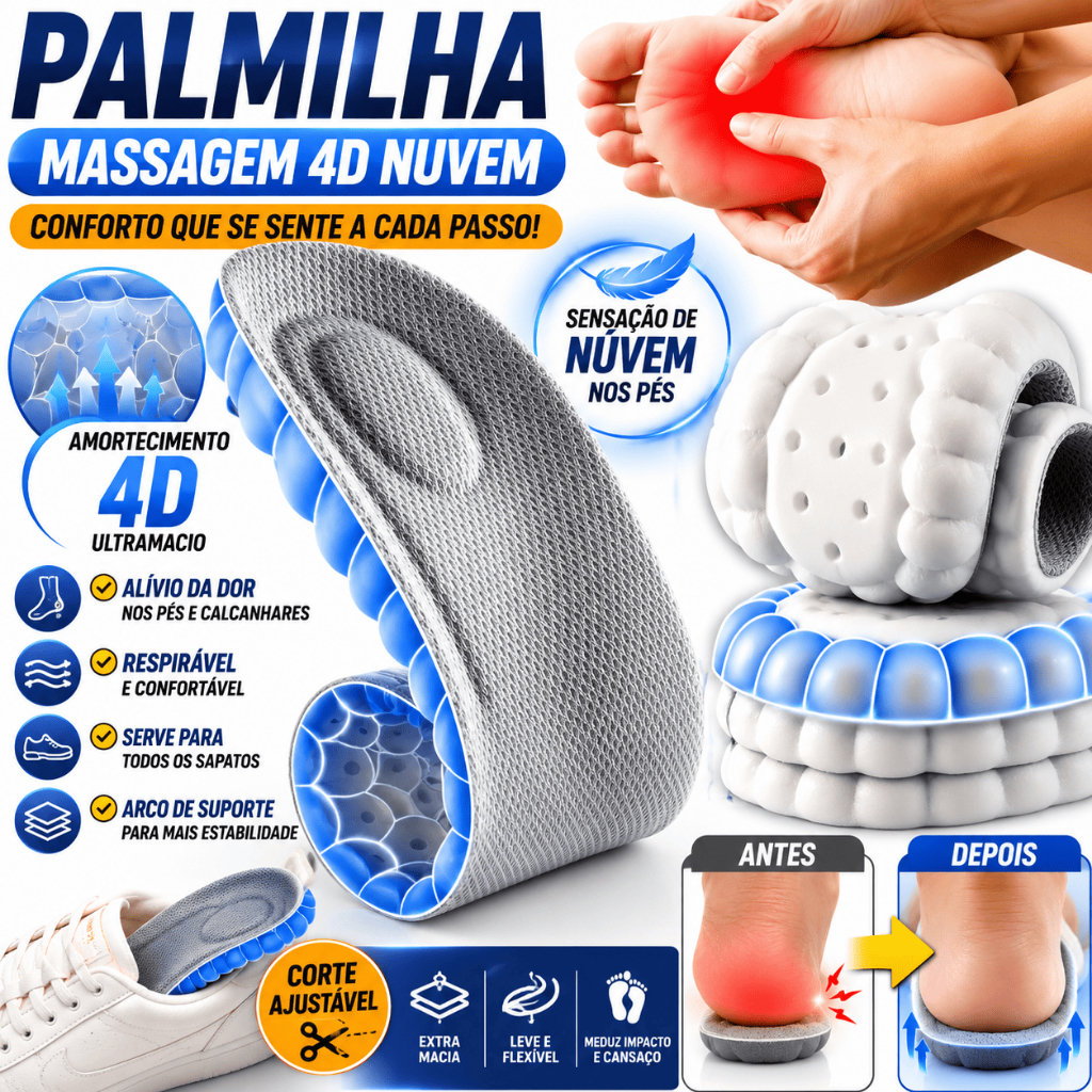 Kit Palmilha de Massagem Nuvem 4d Almofadada Para 