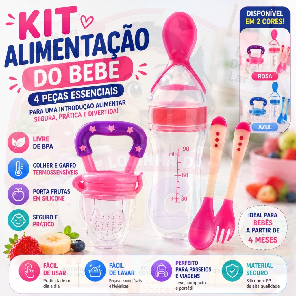 Kit Introdução Alimentar Bebê 4 Peças Porta Fr