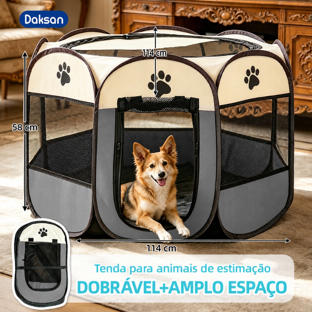Cercado Pet Dobrável 114cm para Cães e Gatos com