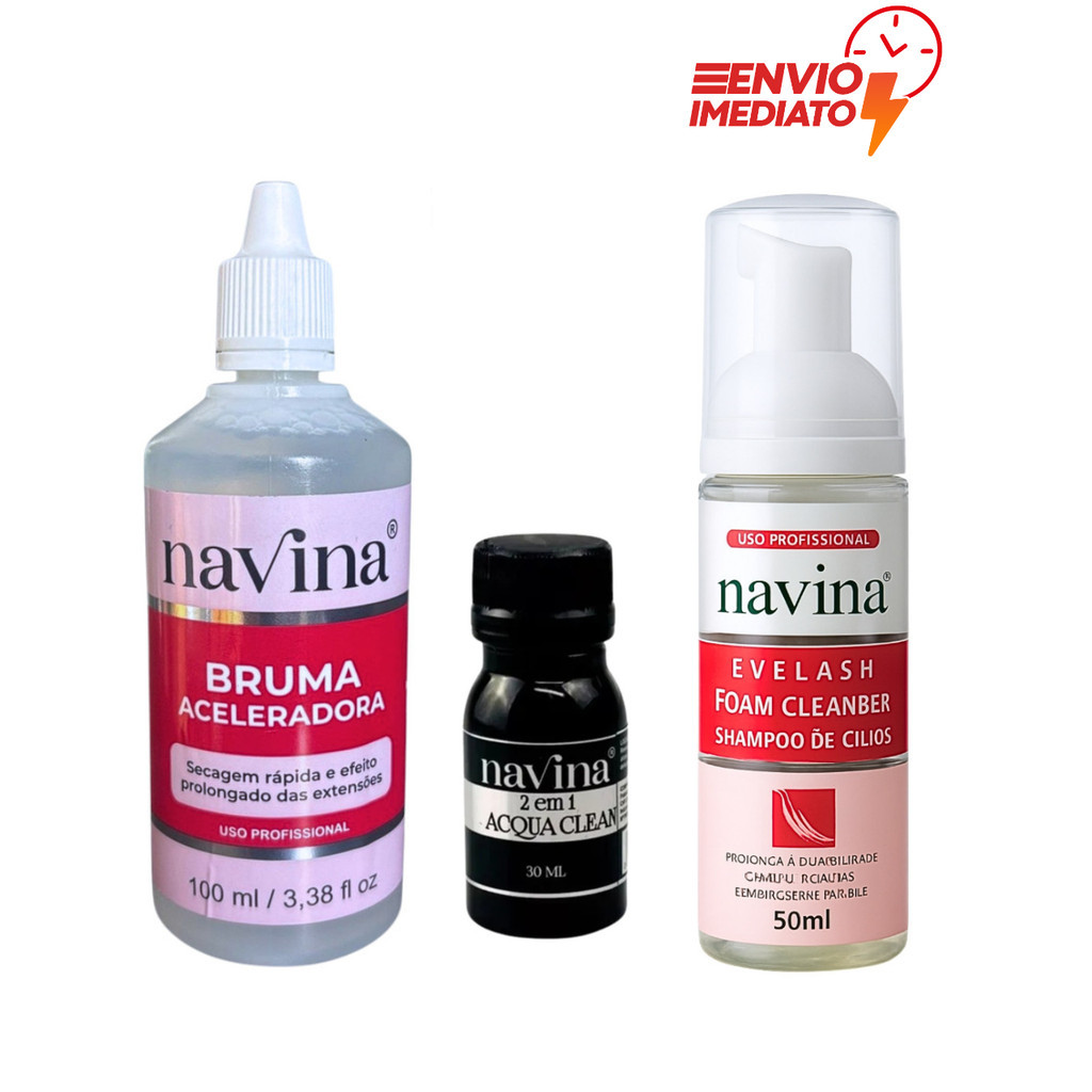 Kit extensão de cílios Navina Shampoo + Acelerad