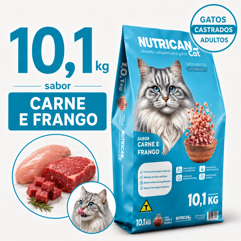 Ração Para Gato Castrado Adulto 10,1kg Sabor Car