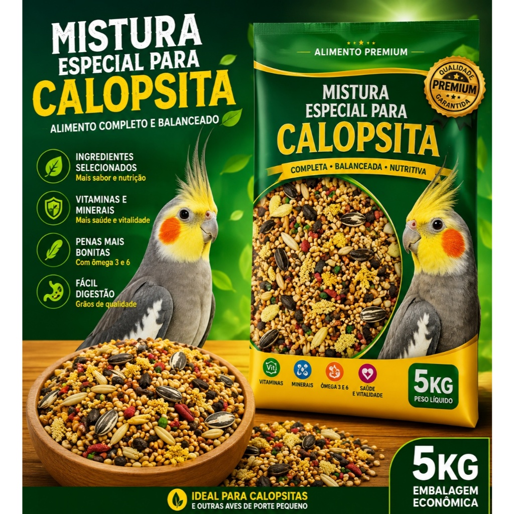 5KG MISTURA ESPECIAL NATURAL PARA CALOPSITA, AGAPO