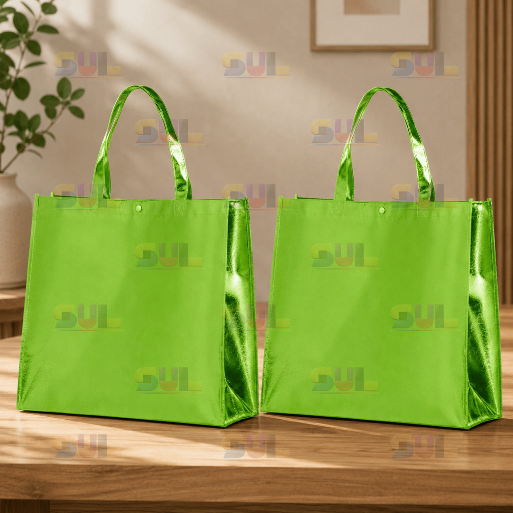 Kit 2 Sacola TNT Metalizada Verde Fluorescente Pre