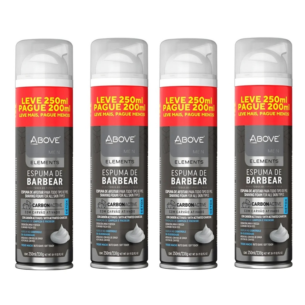 Espuma Barbear Above 250ml Carvão Ativado Pele Su