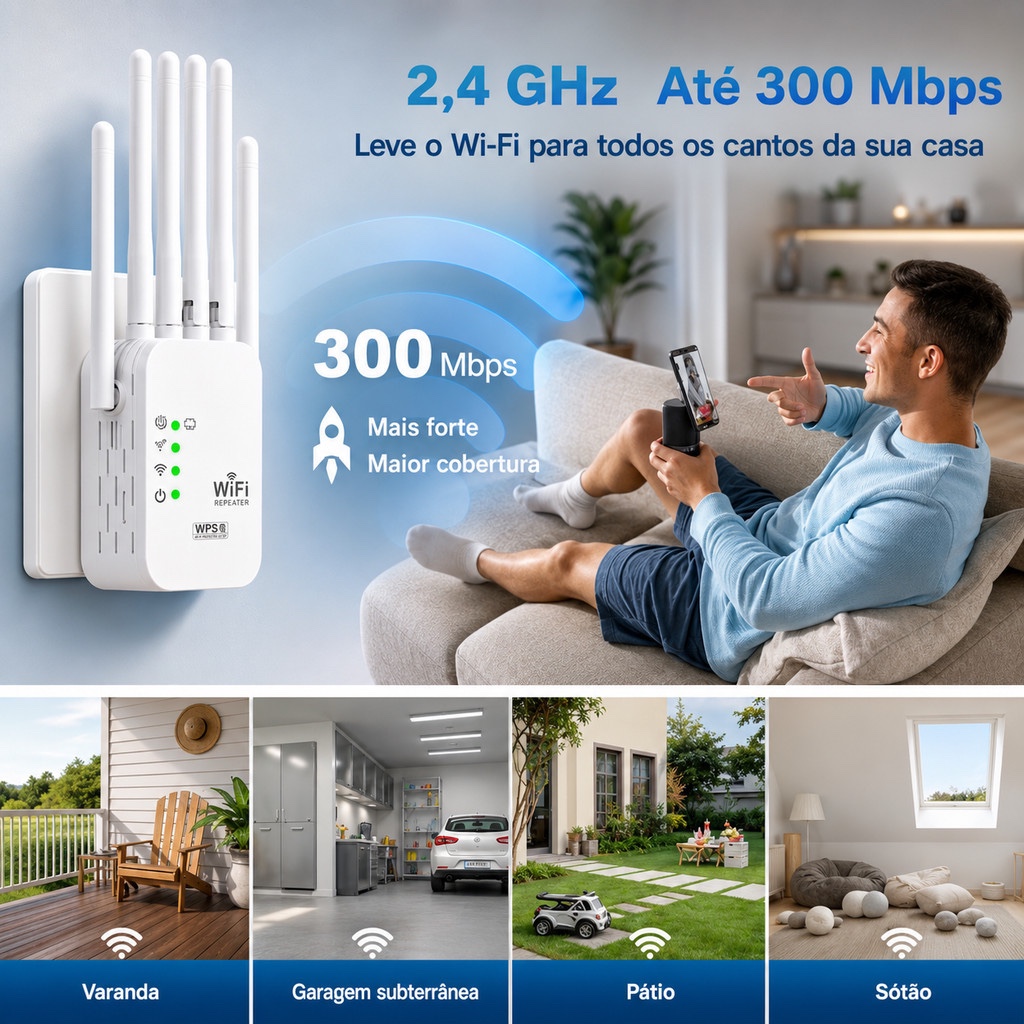 Repetidor Wi-Fi 6 Antenas  Amplificador de Sinal C