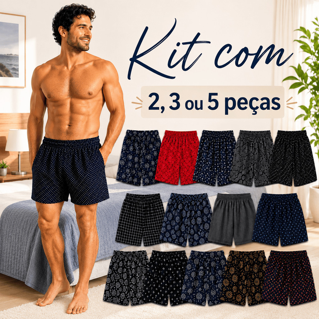 Kit 2, 3 ou 5 Cuecas Samba Canção Masculino Pija