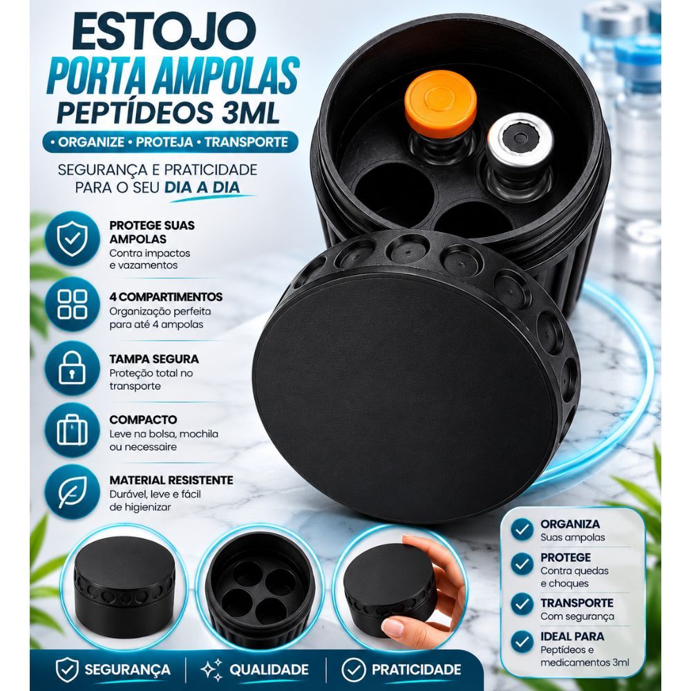 Estojo Porta Ampolas 3ml Organizador 4 Compartimen