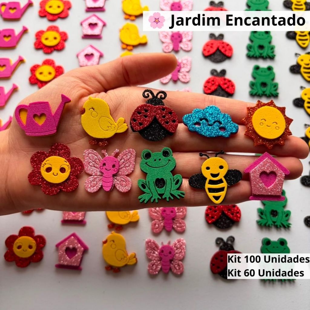 100 Apliques EVA Jardim Encantado | Corte a Laser|