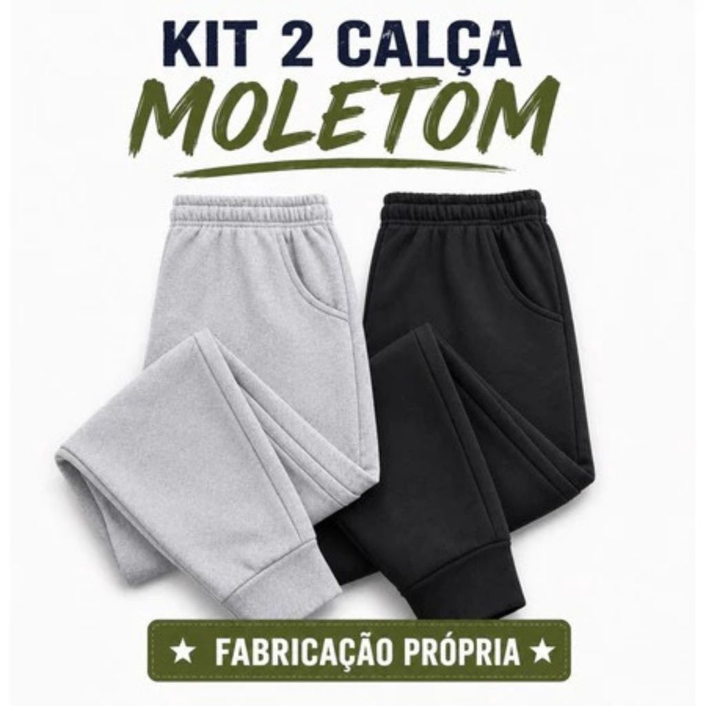 Kit 2 Calça Moletom Unissex Inverno Conforto Fabr