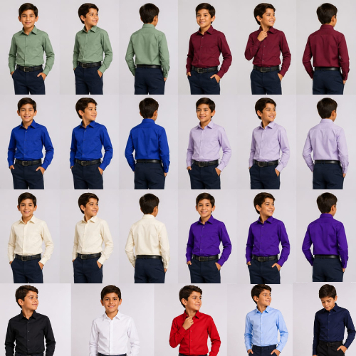 Camisa menino social infantil manga longa slim var