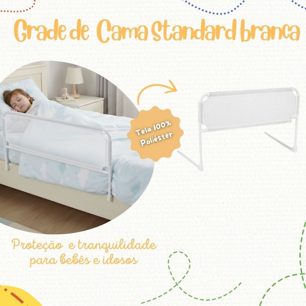 Grade De Cama Com Tela de Proteção Segurança Pa