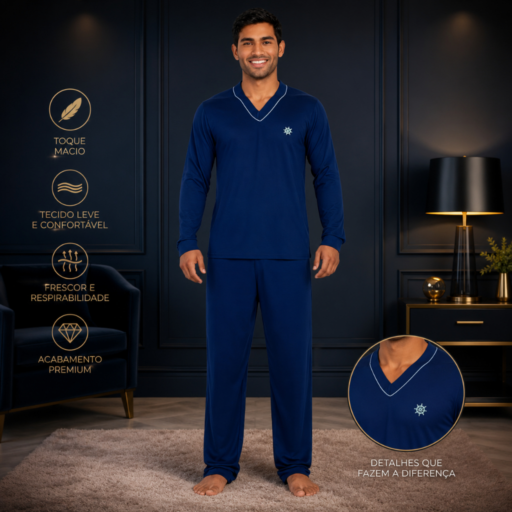 Pijama de Frio Masculino Adulto Inverno Longo Cal�