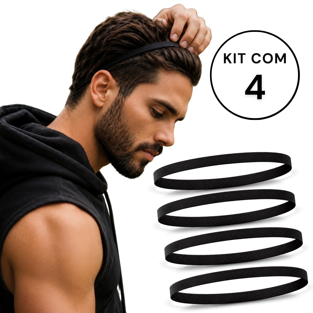 Kit 4 Elástico Tiara Para Cabelo Unissex Prendedo