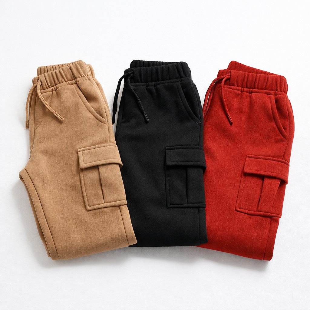 Kit Com 3 Calças Cargo Moletom Menino Estilo Tend