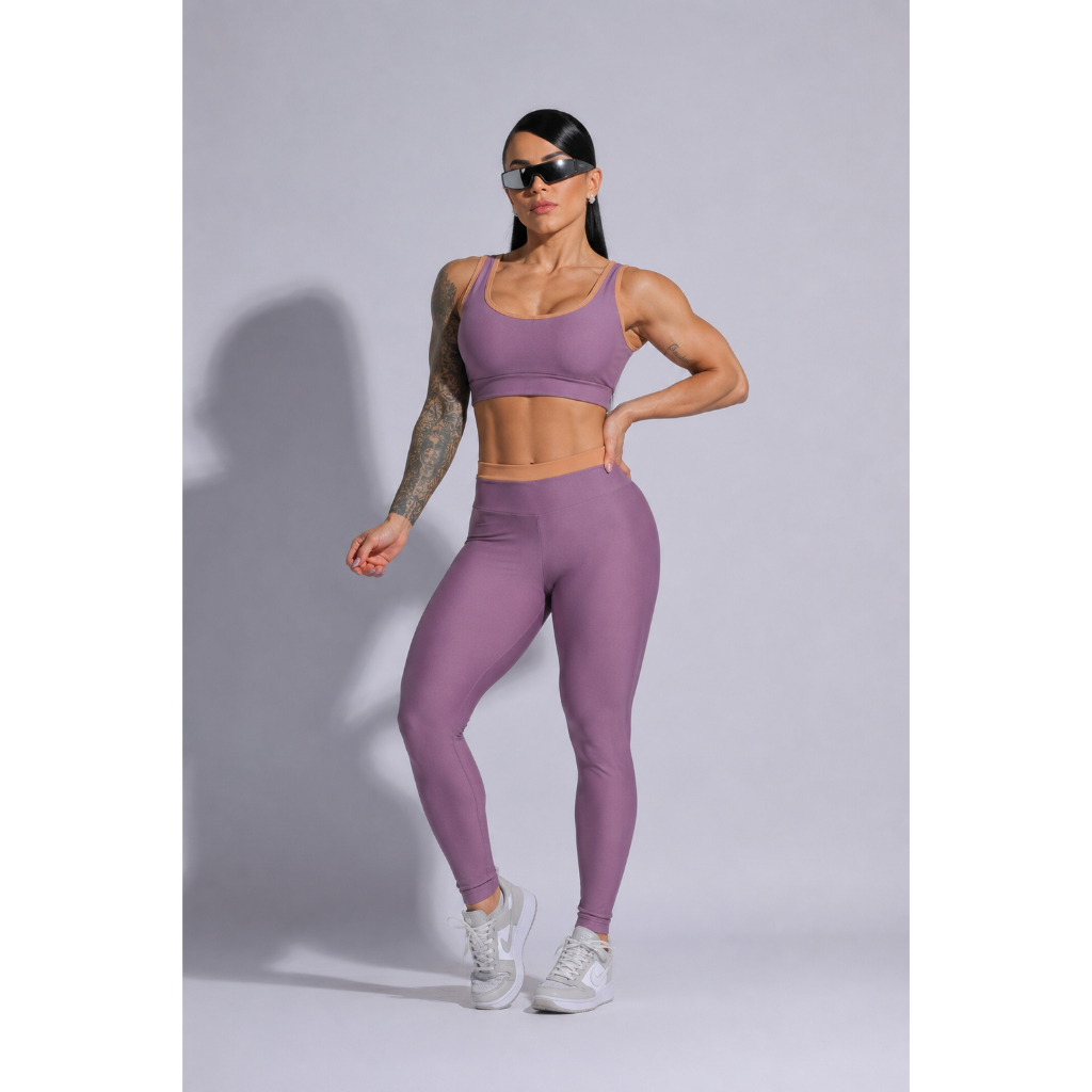 Conjunto Fitness Feminino Top + Calça Cintura Alt