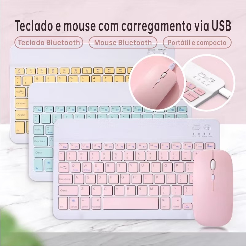 Teclado e mouse sem fio Compatível com tabletNote