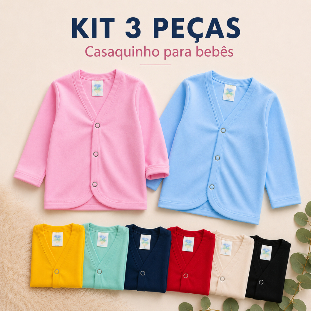 KIT 3 Peças Casaquinho Bebê Menino Menina | Casa