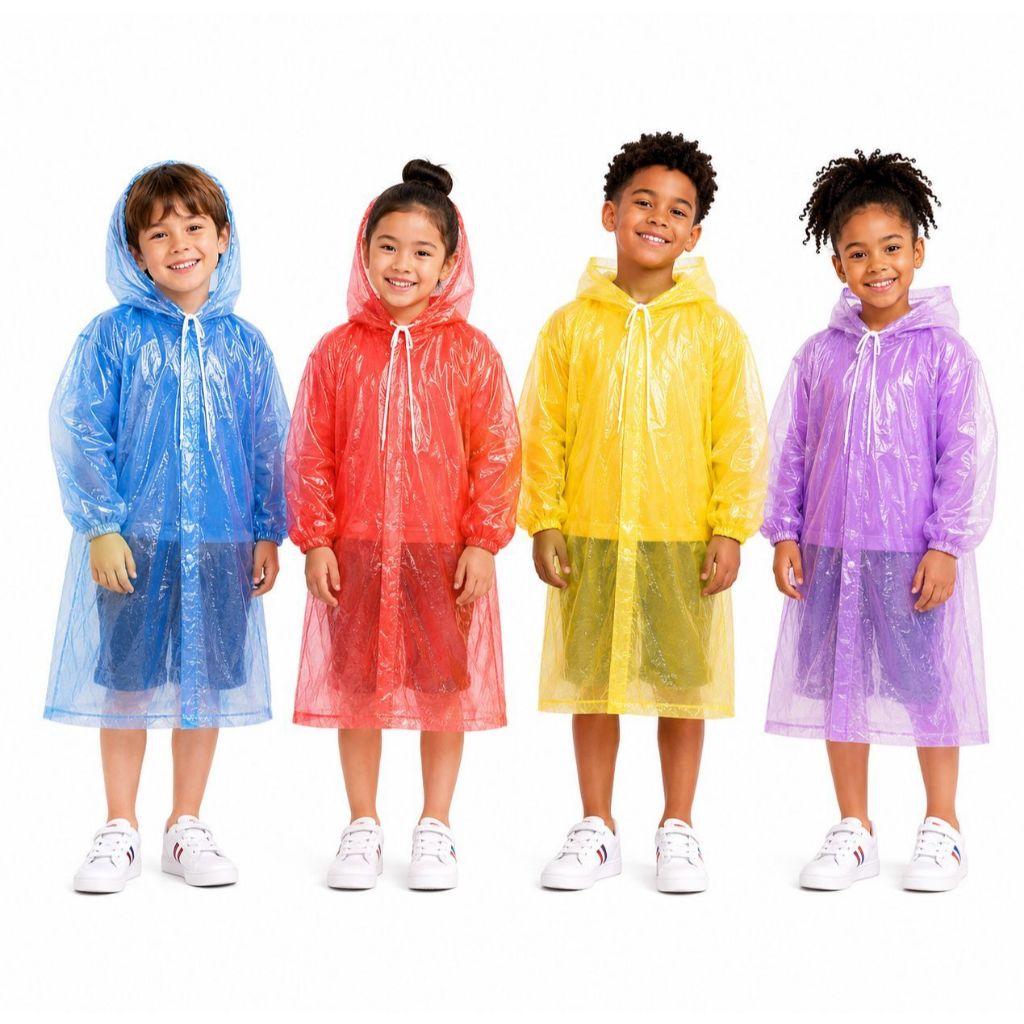 Kit 2 Capas de Chuva Infantil Unissex Capuz Imperm