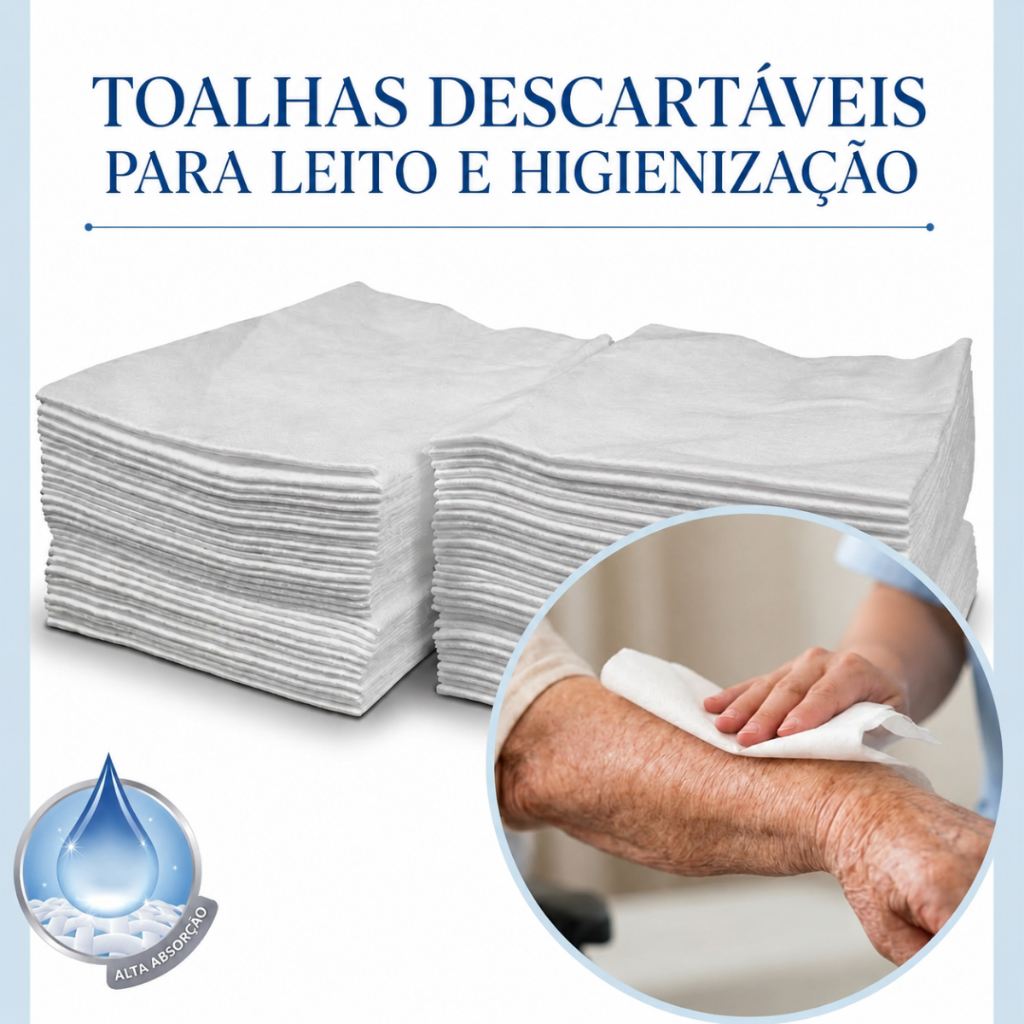 Toalha Lenço Descartável Banho Higiene Leito 20x
