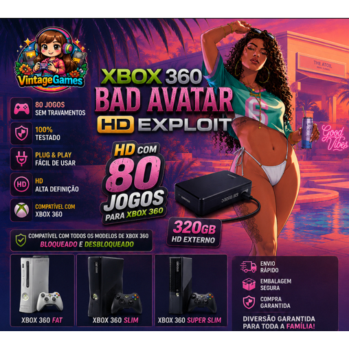 HD Externo 320GB Xbox 360 Bad Avatar HD Exploit + 