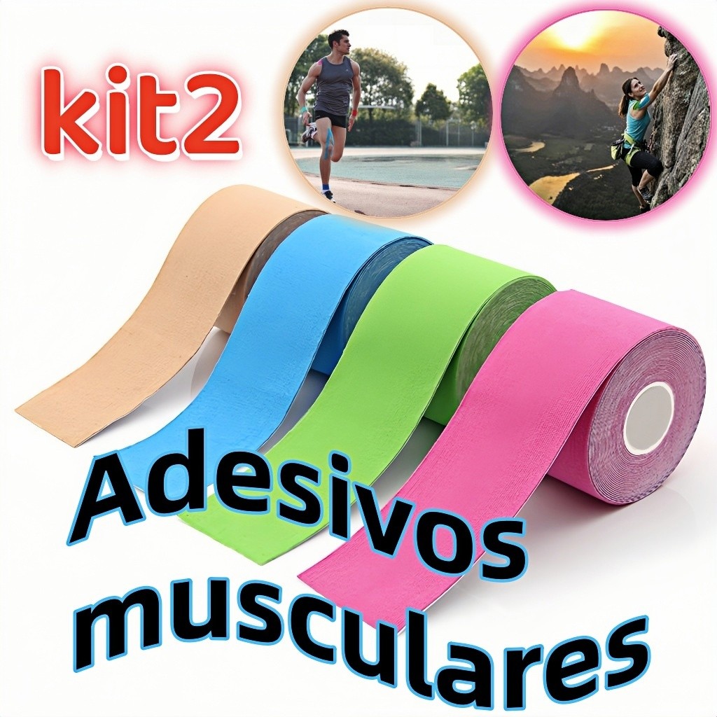 Fita elástica kinesiológica kit 2 rolos para rec