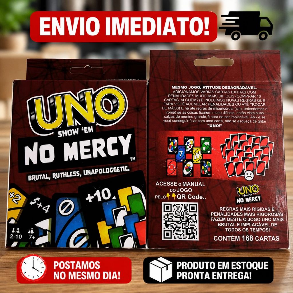 Jogo Uno No Mercy 168 Cartas Exclusivas Com Regras