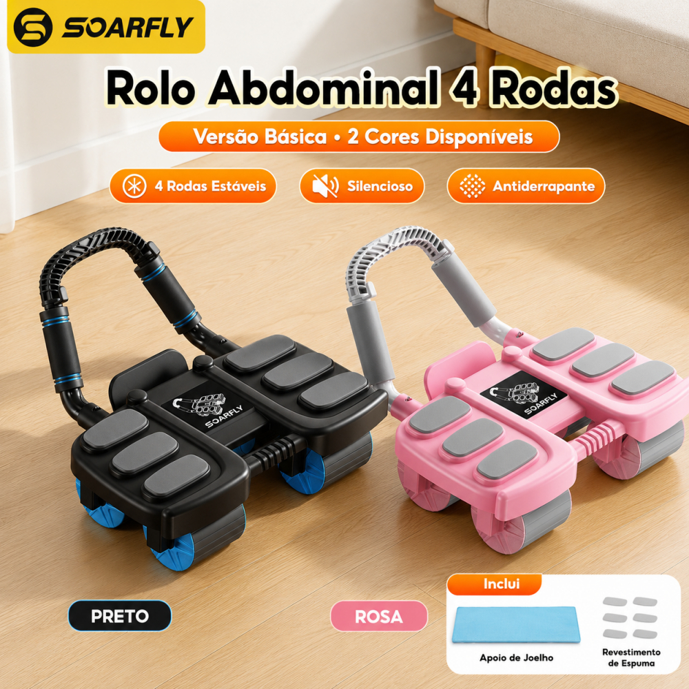 SOARFLY Roda Abdominal Comfort 4 Rodas com 6 Apoio