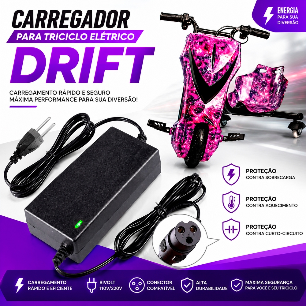 Fonte Carregador 42V para Triciclo Elétrico Bivol