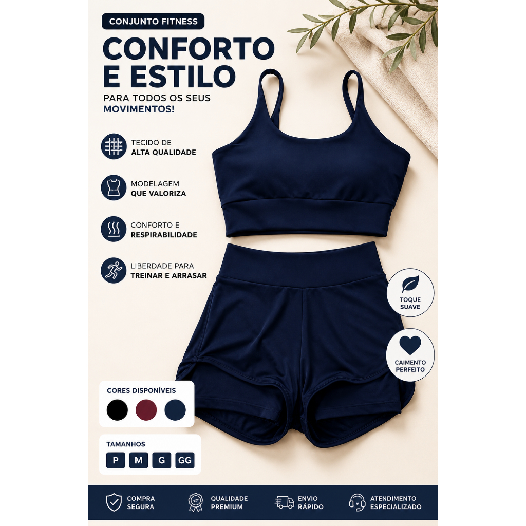 Conjunto Short Academia Feminino Duplo Dry fit Cin