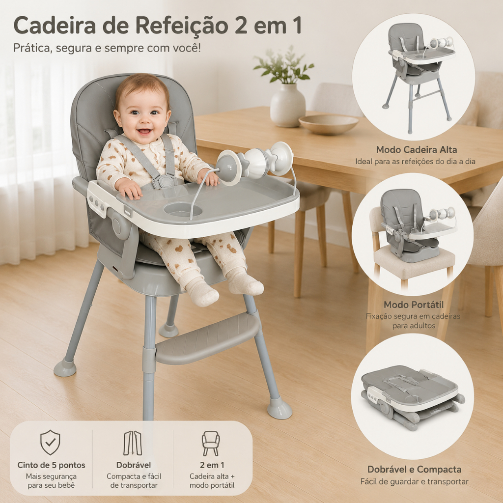 Cadeira de Alimentação Refeição Infantil 3 em 