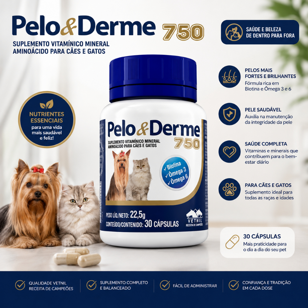 Pelo E Derme 750 – 30 Capsulas Suplemento C�