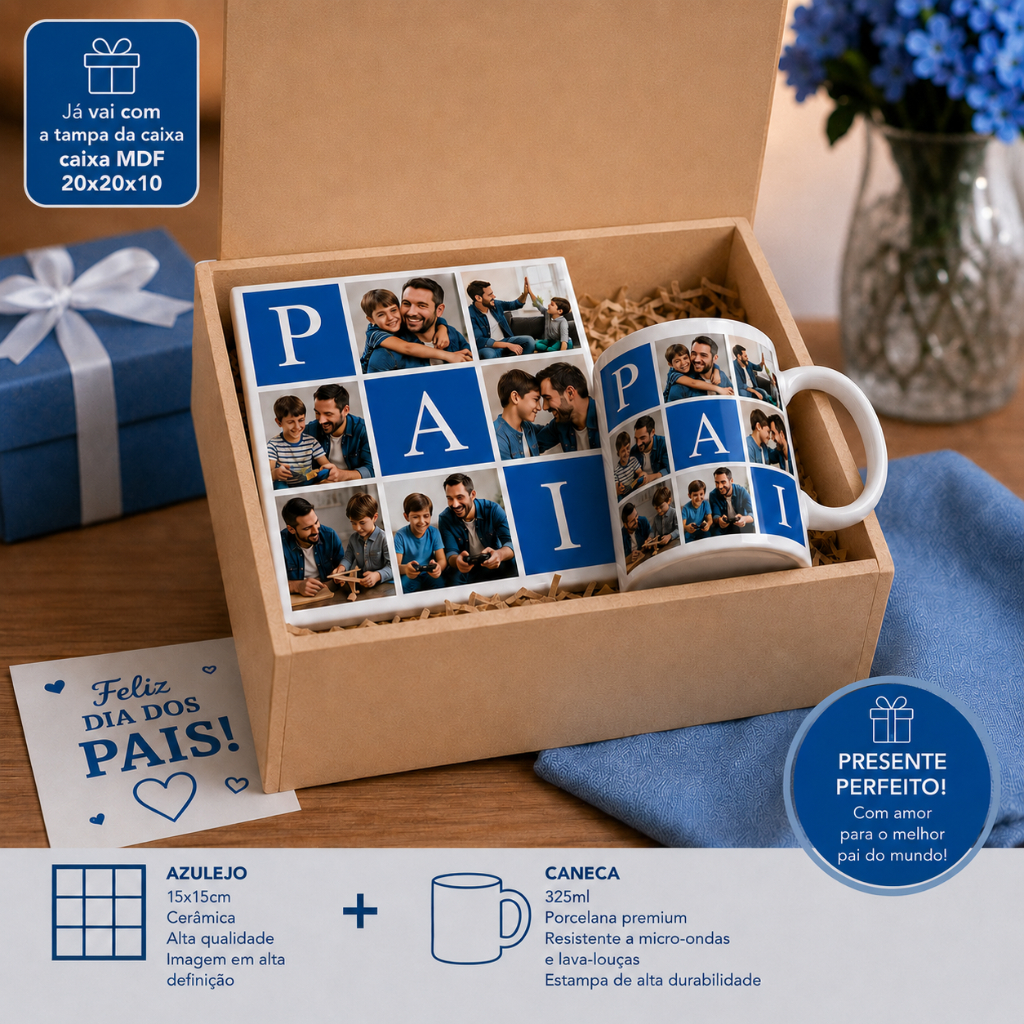 Kit Decorativo Azulejo Dia dos Pais Personalizado 