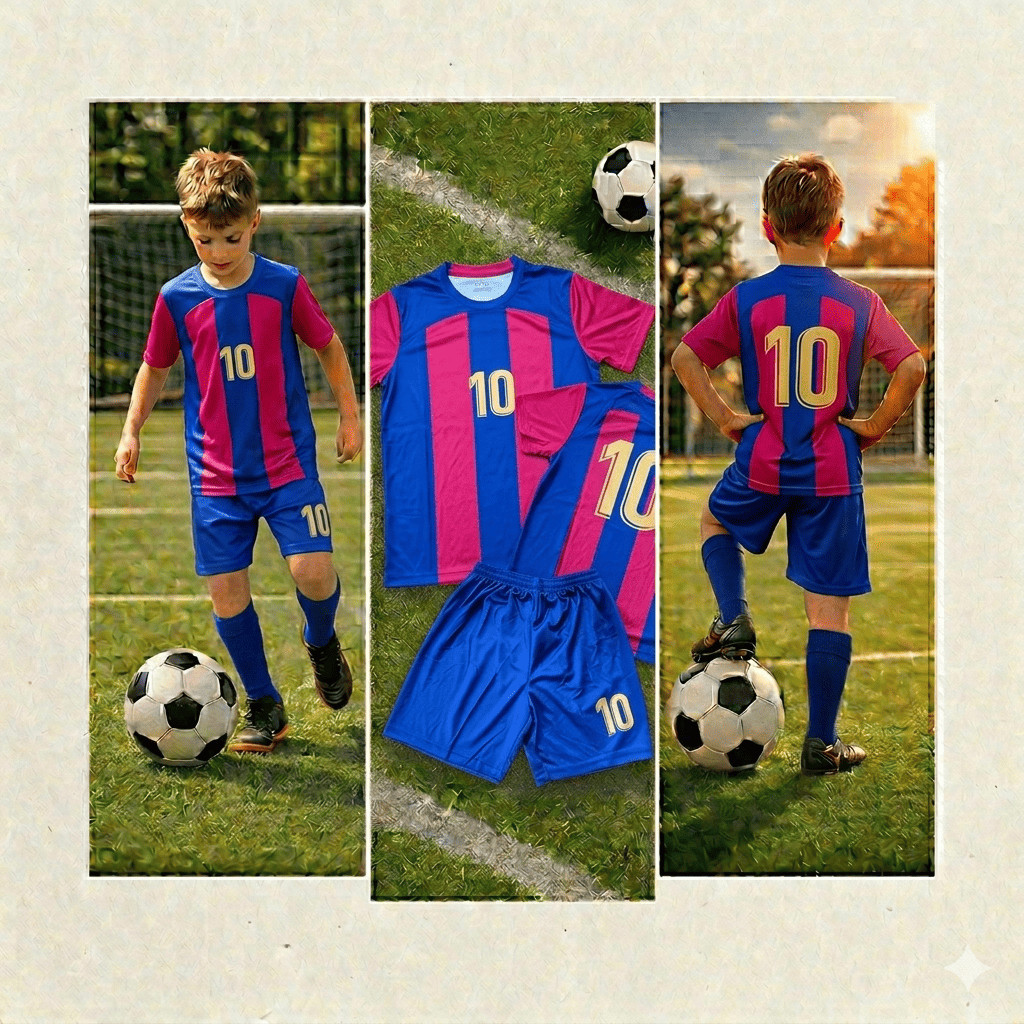 Kit Conjunto Infantil Do Barcelona Camisa E Shorts
