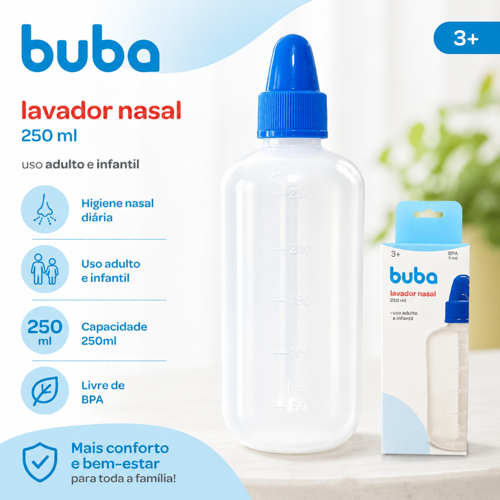 Lavador Nasal Buba 250ml Infantil e Adulto Alivio 