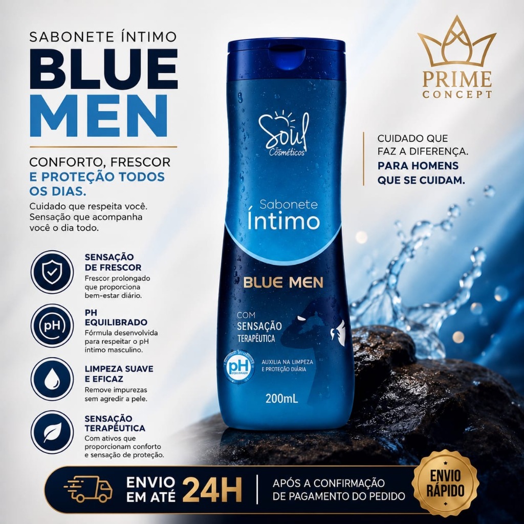 Sabonete Íntimo Masculino Blue Men Soul Gel Sensa