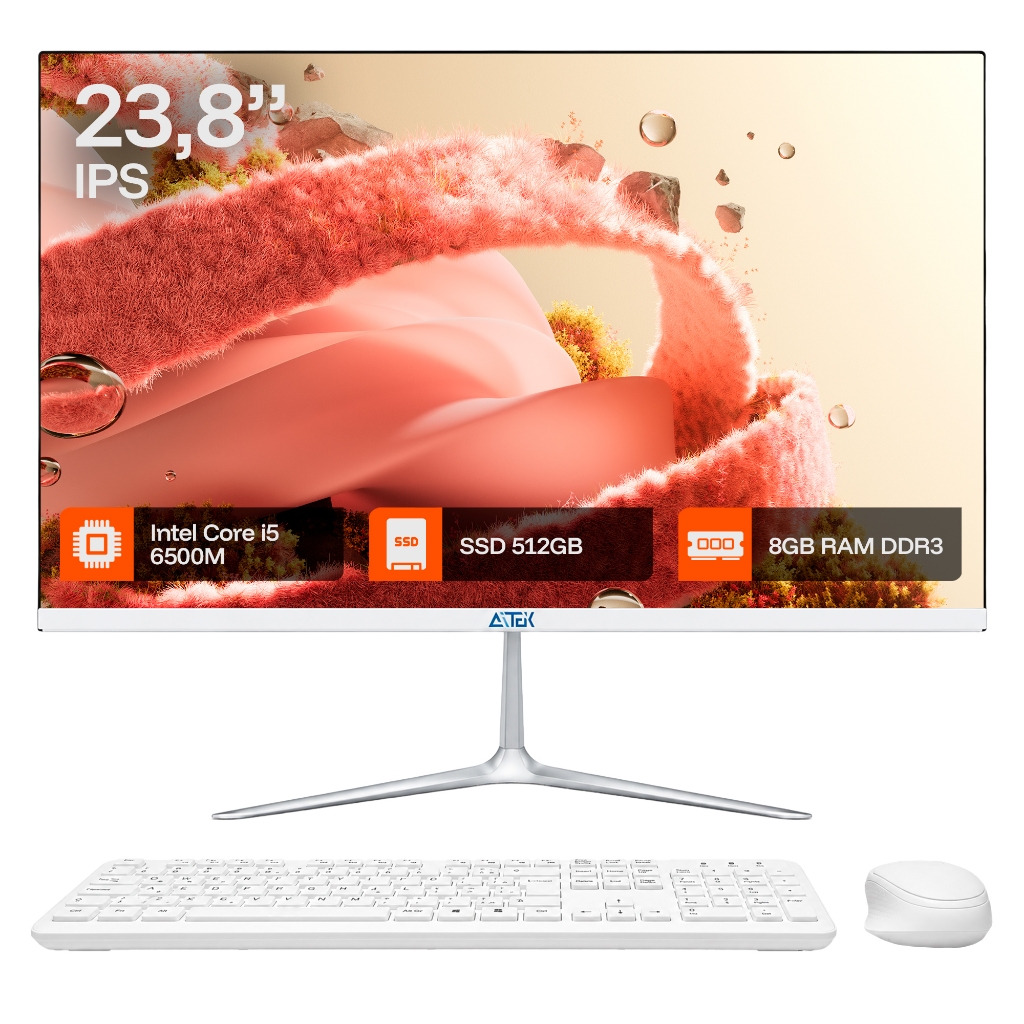 Computador All In One 23,8 Full HD IPS Wi-Fi Bluet