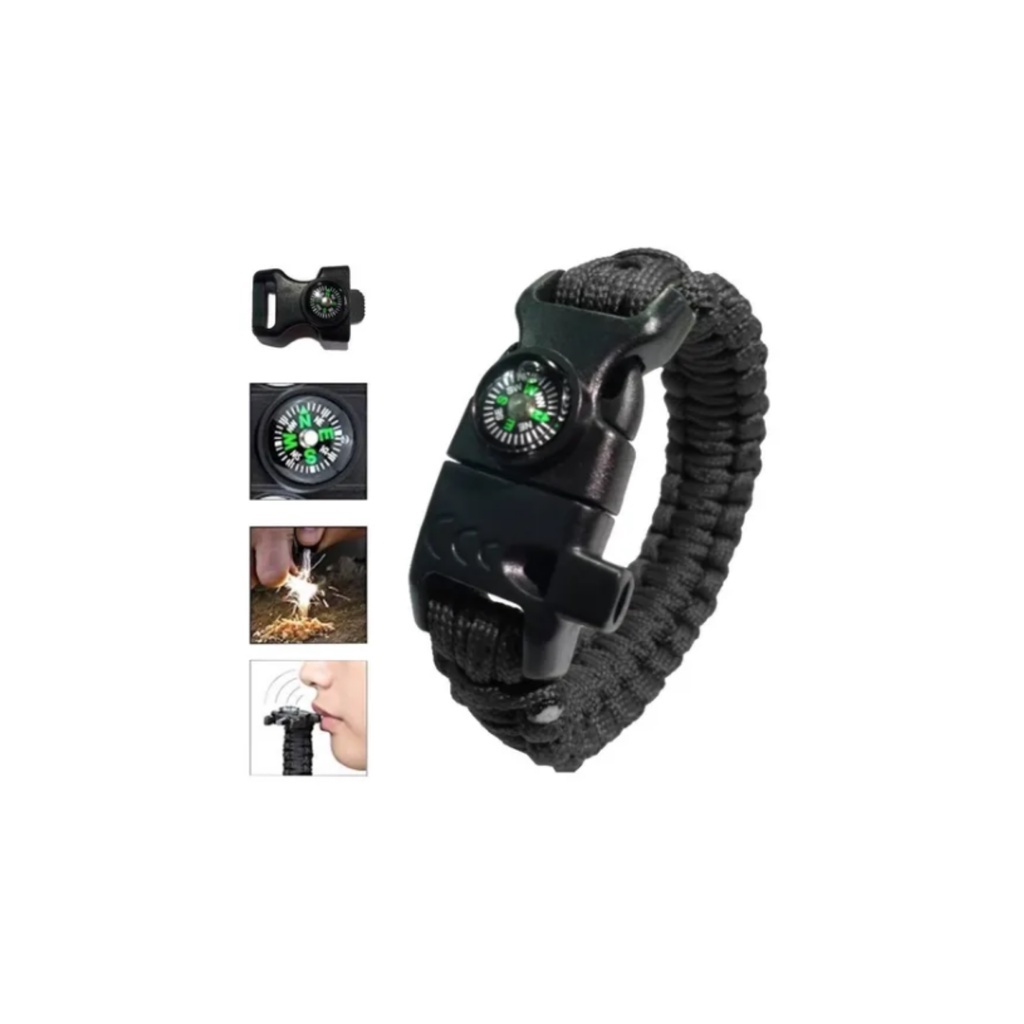 Pulseira Paracord Sobrevivência Bússola Pedernei