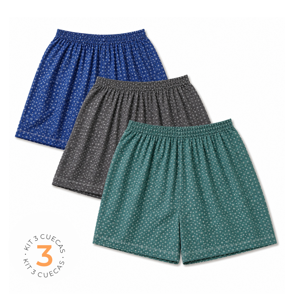 Kit 3 Shorts Pijama Samba Canção Masculino Adult
