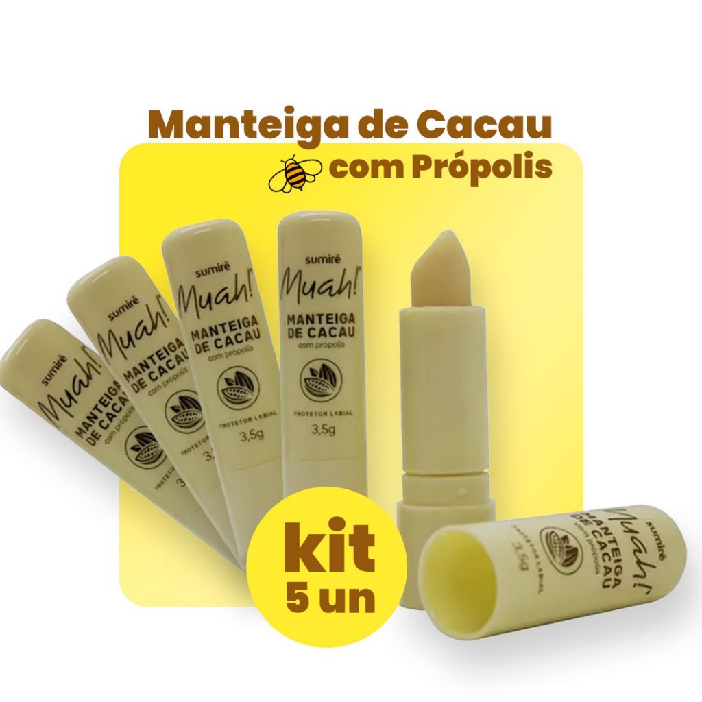 Kit Manteiga de Cacau Muah com Própolis: Hidrata�