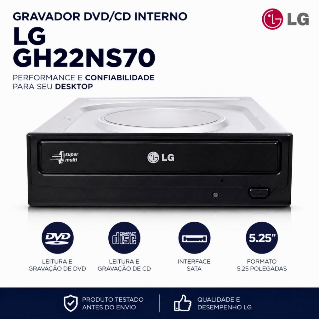 Gravador DVD CD Interno LGQ/SAMSUNG GH22NS70 SATA 