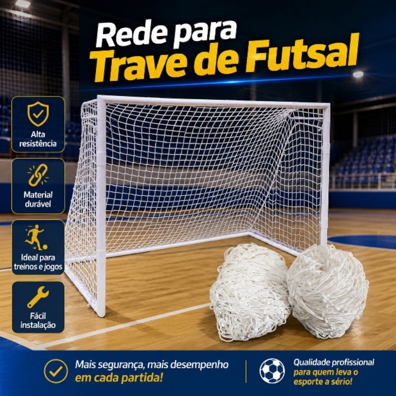 Rede Futsal 2mm Profissional Nylon Reforçada