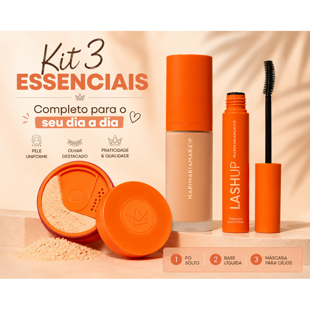 Kit Mari Maria 3 Essenciais Base Pó Soft Silk Má