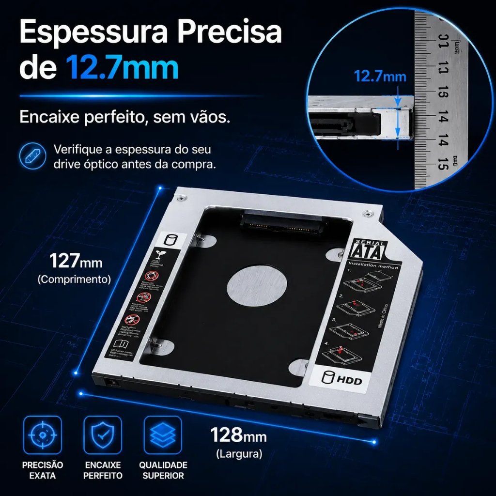 Case Caddy Gaveta Suporte Para HD Notebook Com Con