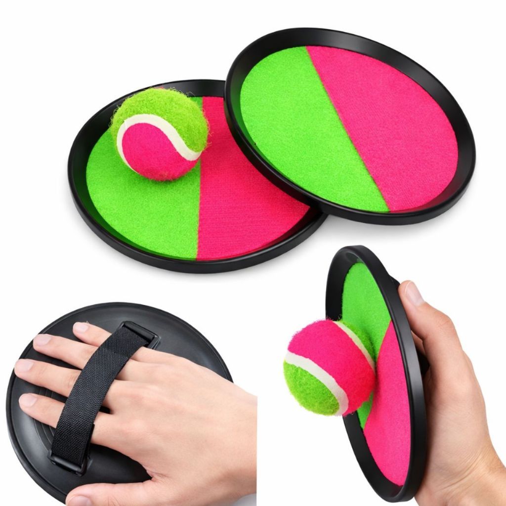 Kit Jogo Raquete Pega Bolinha Veludo Brinquedo Bat