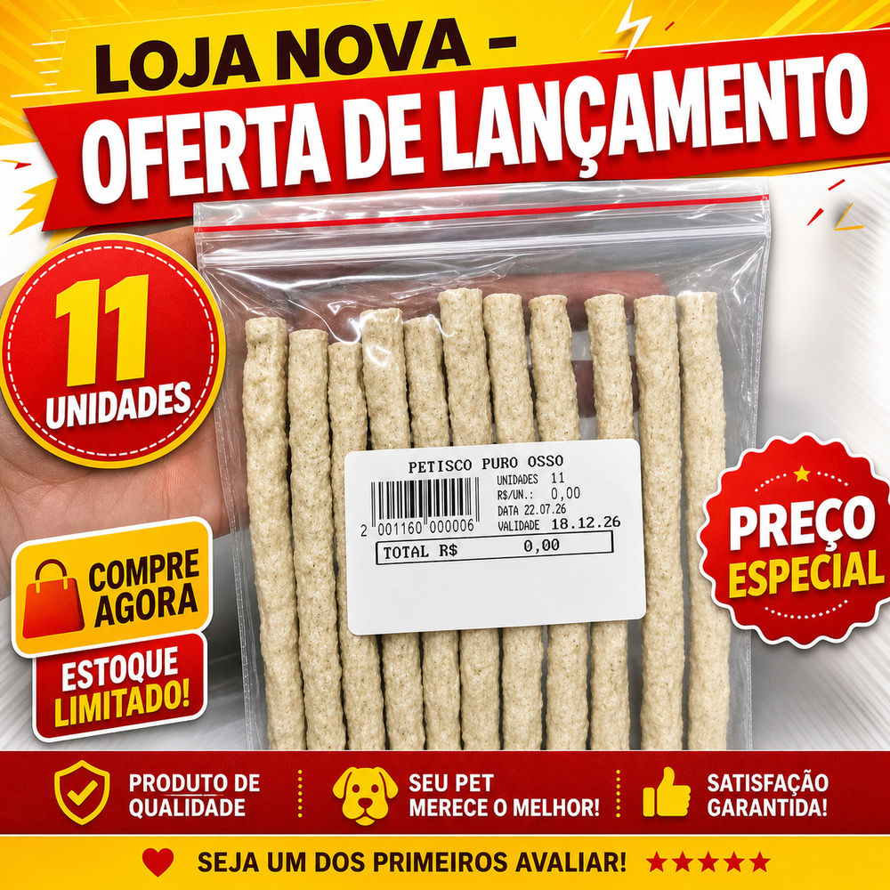 Petisco P/Cachorro Ossinho enviado na embalagem Zi