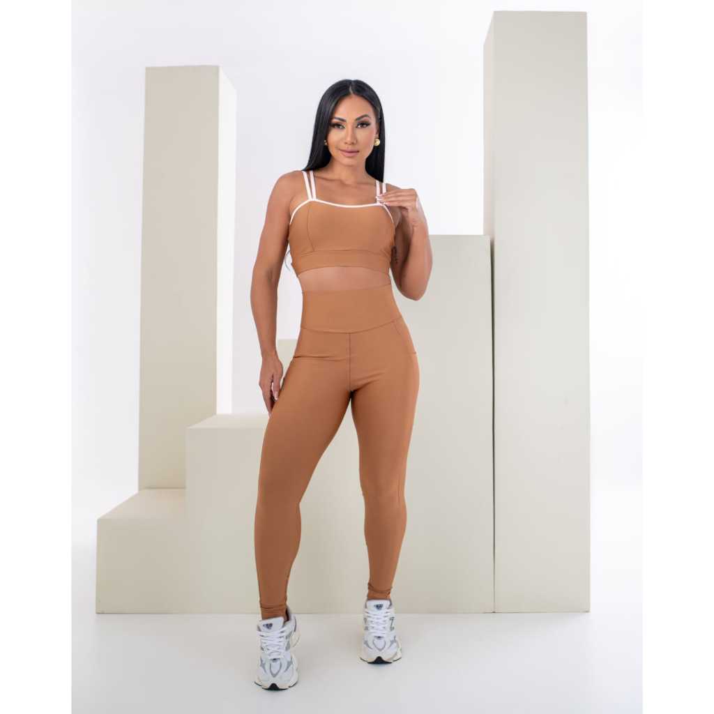 Conjunto Fitness Feminino Top Alça Dupla + Leggin